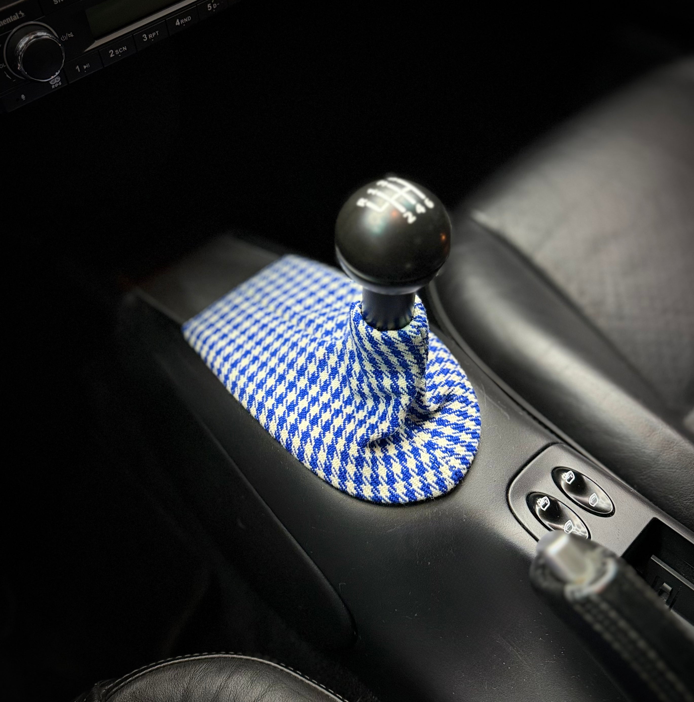 Blue and White Pepita Shift Boot - $65