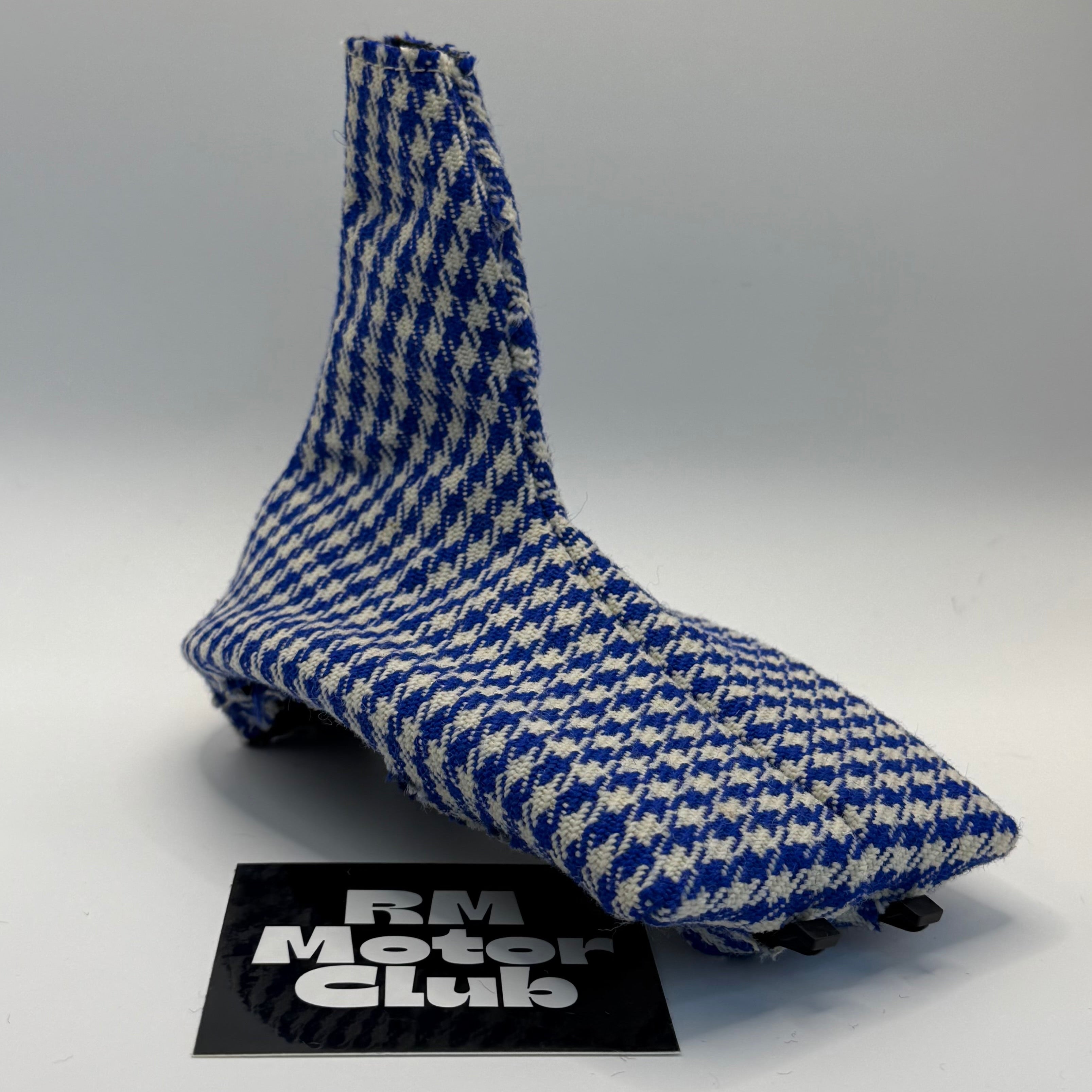 Blue and White Pepita Shift Boot - $65